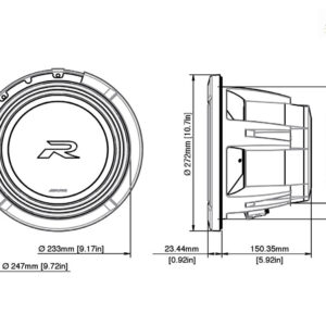Alpine R2-W10D2 25 cm (10-Zoll) R-Series Subwoofer mit 2 Ohm Doppel-Schwingspule – R2-W10D2-04 CPII