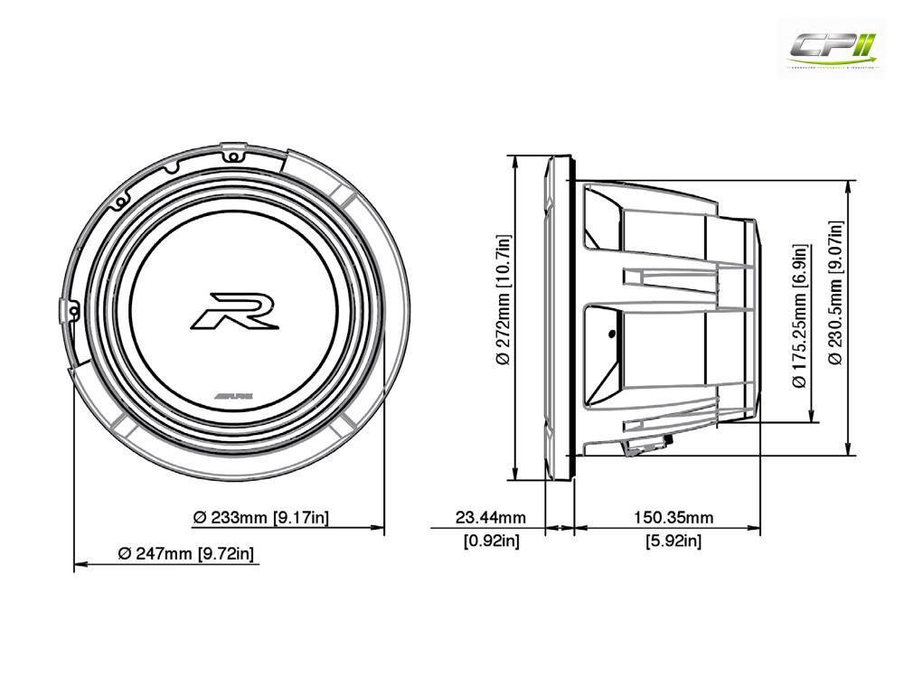 Alpine R2-W10D2 25 cm (10-Zoll) R-Series Subwoofer mit 2 Ohm Doppel-Schwingspule – R2-W10D2-04 CPII