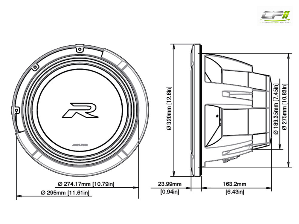 Alpine R2-W12D2 30 cm (12-Zoll) R-Series Subwoofer mit 2 Ohm Doppel-Schwingspule – R2-W12D2-04 CPII