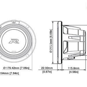 Alpine R2-W8D4 20 cm (8-Zoll) R-Series Subwoofer mit 4 Ohm Doppel-Schwingspule – R2-W8D4-04 CPII