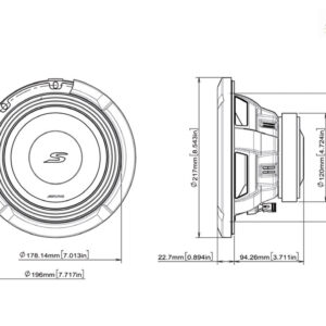 Alpine S2-W8D2 S-Series 20 cm (8-Zoll) Subwoofer mit 2 Ohm Doppelschwingspule – S2-W8D2-05 CPII