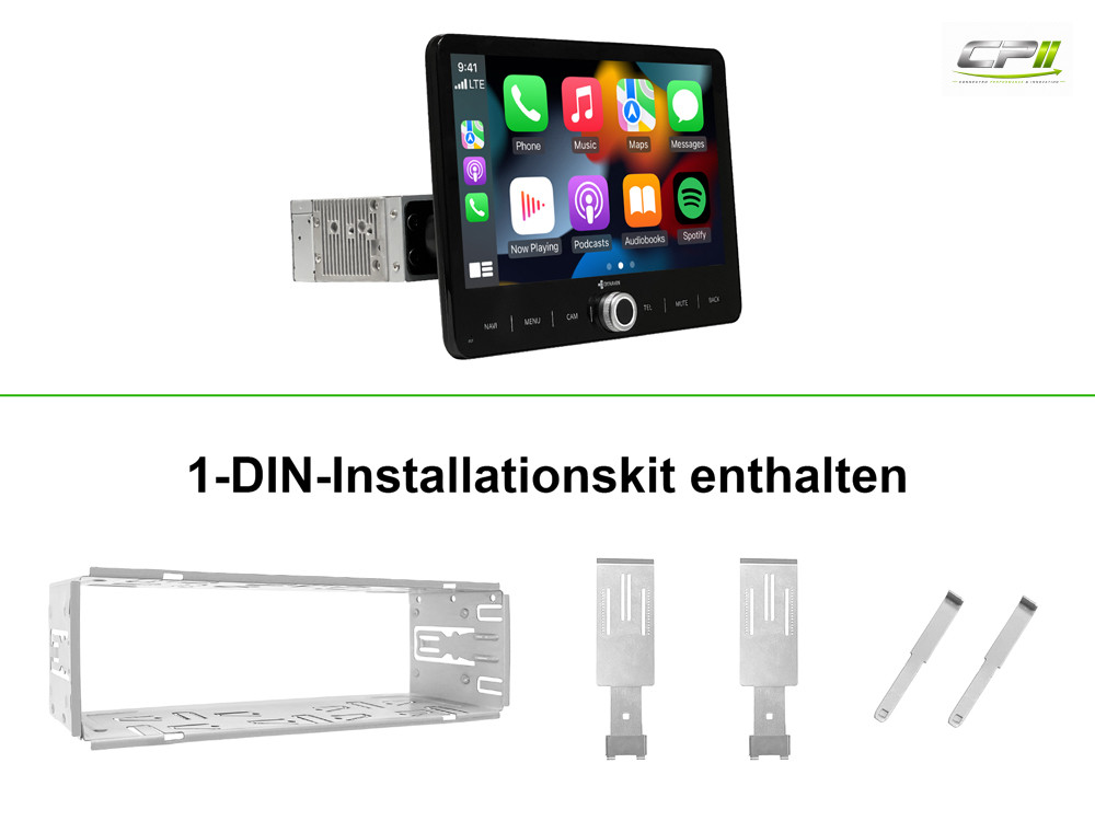 D9-UNI101 Premium 10,1-Zoll 1 DIN Universal Android Autoradio mit 4 x 100W Class-D Verstärker, Inkl. Head-up-Display, Apple C