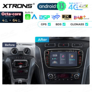 PX74FSFBL 7 Zoll Octa Core 4 + 64 GB Global 4G LTE Android Autoradio Multimedia Player Speziell für Ford – PX74FSFBL-12 CPII
