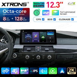 12,3 Zoll 8+128 GB Autoradio Xtrons Multimedia Player für BMW 5er E60 / E61 / M5 CIC 8 GB + 128 GB – QGB23CIB12E60-07 CPII