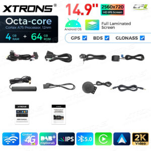 QLB42NENBL 14,9 Zoll Octa Core 4 + 64 GB Global 4G LTE Android Autoradio Multimedia Player mit vollständig laminiertem 2K IPS