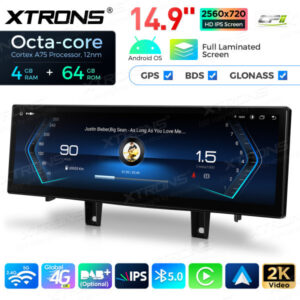 QLB42X1EV3 14,9 Zoll Octa-Core 4+64GB Global 4G LTE Android 14 Autoradio mit Multimedia-Player und volllaminiertem 2K-IPS-Bil