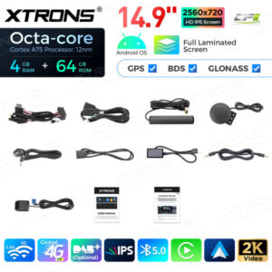 QLB42X1EV3 14,9 Zoll Octa-Core 4+64GB Global 4G LTE Android 14 Autoradio mit Multimedia-Player und volllaminiertem 2K-IPS-Bil