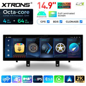 QLB42X5EV 14,9 Zoll für BMW X5 F15 (2017-2018) / X6 F16 (2017-2019) EVO Octa Core 4 + 64 GB Global 4G LTE Android Autoradio M