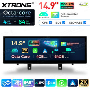 QLB42X5EV 14,9 Zoll für BMW X5 F15 (2017-2018) / X6 F16 (2017-2019) EVO Octa Core 4 + 64 GB Global 4G LTE Android Autoradio M