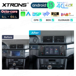 PX7439BL 7 Zoll Octa Core 4 + 64 GB Global 4G LTE Android Autoradio Multimedia Player Custom Fit für BMW – PX7439BL-15 CPII