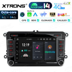 PX74MTVL 7 Zoll Octa Core 4 + 64 GB Android 14 Autoradio Multimedia Player Custom Fit für Volkswagen / SEAT / SKODA Global 4G
