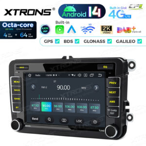 PX74MTVL 7 Zoll Octa Core 4 + 64 GB Android 14 Autoradio Multimedia Player Custom Fit für Volkswagen / SEAT / SKODA Global 4G