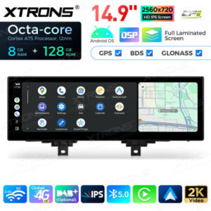 QLBH44THEVL 14,9 Zoll Octa Core 8 + 128 GB Global 4G LTE Android Autoradio Multimedia Player mit vollständig laminiertem 2K I