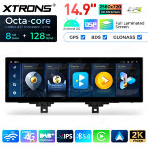 Android Autoradio XtronsQLBH44THNBL 14,9 Zoll Octa Core 8 + 128 GB Global 4G LTE Multimedia Bildschirm für BMW 3er F30 F31 F3