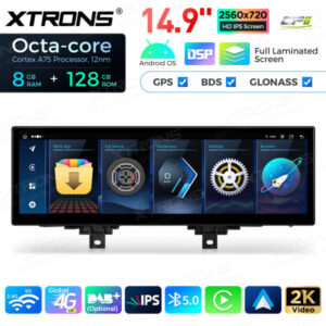 Android Autoradio XtronsQLBH44THNBL 14,9 Zoll Octa Core 8 + 128 GB Global 4G LTE Multimedia Bildschirm für BMW 3er F30 F31 F3