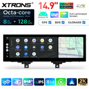 Android Autoradio XtronsQLBH44THNBL 14,9 Zoll Octa Core 8 + 128 GB Global 4G LTE Multimedia Bildschirm für BMW 3er F30 F31 F3
