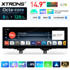 Android Autoradio XtronsQLBH44THNBL 14,9 Zoll Octa Core 8 + 128 GB Global 4G LTE Multimedia Bildschirm für BMW 3er F30 F31 F3
