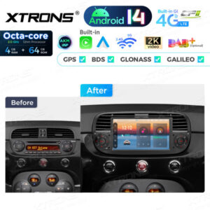PX7450FBL 7 Zoll Octa Core 4 + 64 GB Global 4G LTE Android 14 Autoradio Multimedia Player Custom Fit für Fiat