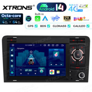 PX74A3AL 7-Zoll-Autoradio-Navigationssystem mit Android 14 Autoradio mit integriertem CarPlay und Android Auto und DSP Custom