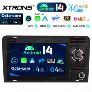 PX74A3AL 7-Zoll-Autoradio-Navigationssystem mit Android 14 Autoradio mit integriertem CarPlay und Android Auto und DSP Custom