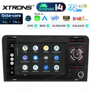 PX74A3AL 7-Zoll-Autoradio-Navigationssystem mit Android 14 Autoradio mit integriertem CarPlay und Android Auto und DSP Custom