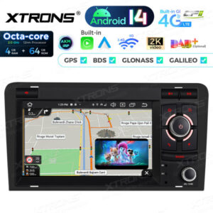 PX74A3AL 7-Zoll-Autoradio-Navigationssystem mit Android 14 Autoradio mit integriertem CarPlay und Android Auto und DSP Custom
