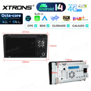 PX74A3AL 7-Zoll-Autoradio-Navigationssystem mit Android 14 Autoradio mit integriertem CarPlay und Android Auto und DSP Custom