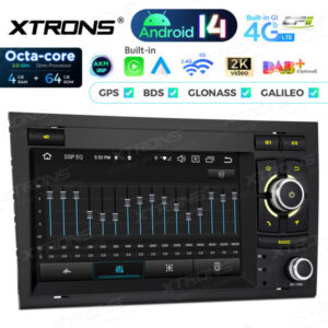 PX74A4AL 7-Zoll-Android-14-Autoradio-Navigationssystem mit integriertem CarPlay und Android Auto und DSP Custom Fit für Audi