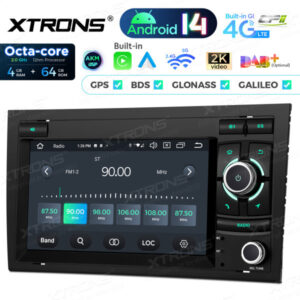 PX74A4AL 7-Zoll-Android-14-Autoradio-Navigationssystem mit integriertem CarPlay und Android Auto und DSP Custom Fit für Audi