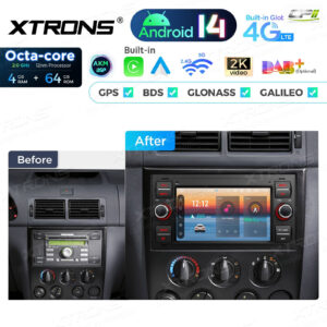 PX72QSFBL 7 Zoll Octa Core 4 + 64 GB Global 4G LTE Android Autoradio Multimedia Player Custom Fit für Ford
