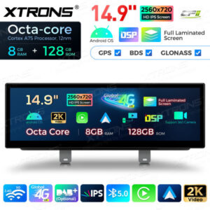 QLBH44FVEV3 14,9 Zoll Octa Core 8 + 128 GB Global 4G LTE Android Autoradio Multimedia Player mit vollständig laminiertem 2K I