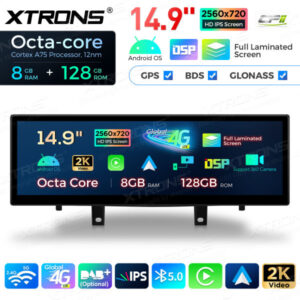 QLBH44X5NB 15 Zoll Octa Core 8 + 128 GB Global 4G LTE Android Autoradio Multimedia Player mit vollständig laminiertem 2K IPS-