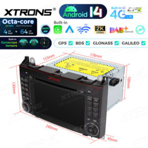 PX74M245G 7 Zoll Octa Core 4 + 64 GB Global 4G LTE Android 14 Auto DVD Multimedia Player Speziell geeignet für Mercedes-Benz