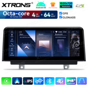 QDB10NBTH 10,25-Zoll-Android-Auto-GPS-Multimedia-Player mit integriertem CarPlay und Android Auto für BMW 3/4 Serie M3 M4 NBT