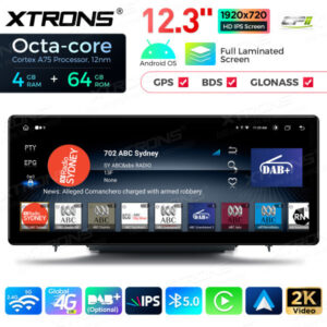QLA23A3 12,3 Zoll Octa Core 4 + 64 GB Android Autoradio Multimedia Player mit vollständig laminiertem Bildschirm für Audi A3