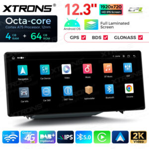 QLA23A3 12,3 Zoll Octa Core 4 + 64 GB Android Autoradio Multimedia Player mit vollständig laminiertem Bildschirm für Audi A3