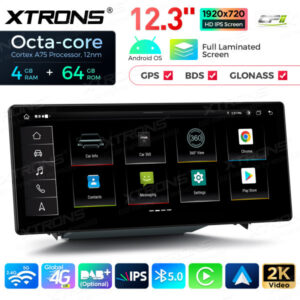 QLA23A3 12,3 Zoll Octa Core 4 + 64 GB Android Autoradio Multimedia Player mit vollständig laminiertem Bildschirm für Audi A3