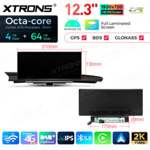 QLA23A6NL 12,3 Zoll Octa Core 4 + 64 GB Android Autoradio Multimedia Player mit vollständig laminiertem Bildschirm für Audi A