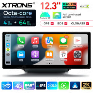 QLA23Q3 12,3 Zoll Octa Core 4 + 64 GB Global 4G LTE Android Autoradio Multimedia Player mit vollständig laminiertem Bildschir
