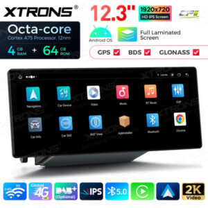 QLA23Q3 12,3 Zoll Octa Core 4 + 64 GB Global 4G LTE Android Autoradio Multimedia Player mit vollständig laminiertem Bildschir