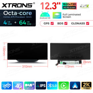 QLA23Q3 12,3 Zoll Octa Core 4 + 64 GB Global 4G LTE Android Autoradio Multimedia Player mit vollständig laminiertem Bildschir