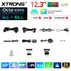 QLA23Q3 12,3 Zoll Octa Core 4 + 64 GB Global 4G LTE Android Autoradio Multimedia Player mit vollständig laminiertem Bildschir