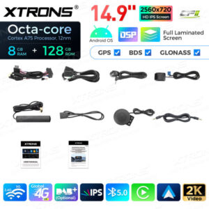 QLBH44NENBR 14,9 Zoll Octa Core 8 + 128 GB Global 4G LTE Android Autoradio Multimedia Player mit vollständig laminiertem 2K I