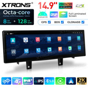 14,9 Zoll Octa Core 8 + 128 GB Global 4G LTE Android Autoradio Multimedia Player mit vollständig laminiertem 2K IPS-Bildschir