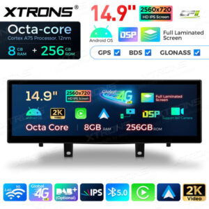 QLBX44X5NB 14,9 Zoll volllaminierter 2K IPS 2.5D Bildschirm Android Autoradio Multimedia Player Global 4G 8 + 256 GB für BMW
