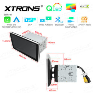 TL10S 10,1-Zoll-Doppel-DIN-QLED-Display mit verstellbarem Bildschirm Auto-Multimedia-Player und Android Auto & AutoLink & DSP