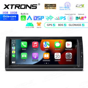 Android-Navigations-Autoradio 10,25-Zoll-Octa-Core- mit 1280 * 480 IPS-Bildschirm Maßgeschneiderte Passform für BMW X5 E53