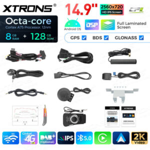 QLBH4490UNL3 14,9 Zoll Octa Core 8 + 128 GB Global 4G LTE Android Autoradio Multimedia Player mit vollständig laminiertem 2K