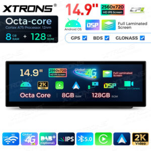 QLBH4490UNL3 14,9 Zoll Octa Core 8 + 128 GB Global 4G LTE Android Autoradio Multimedia Player mit vollständig laminiertem 2K