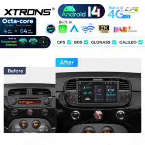 Android Autoradio Xtrons für Fiat 500 – PX7450FBLGS-12 CPII